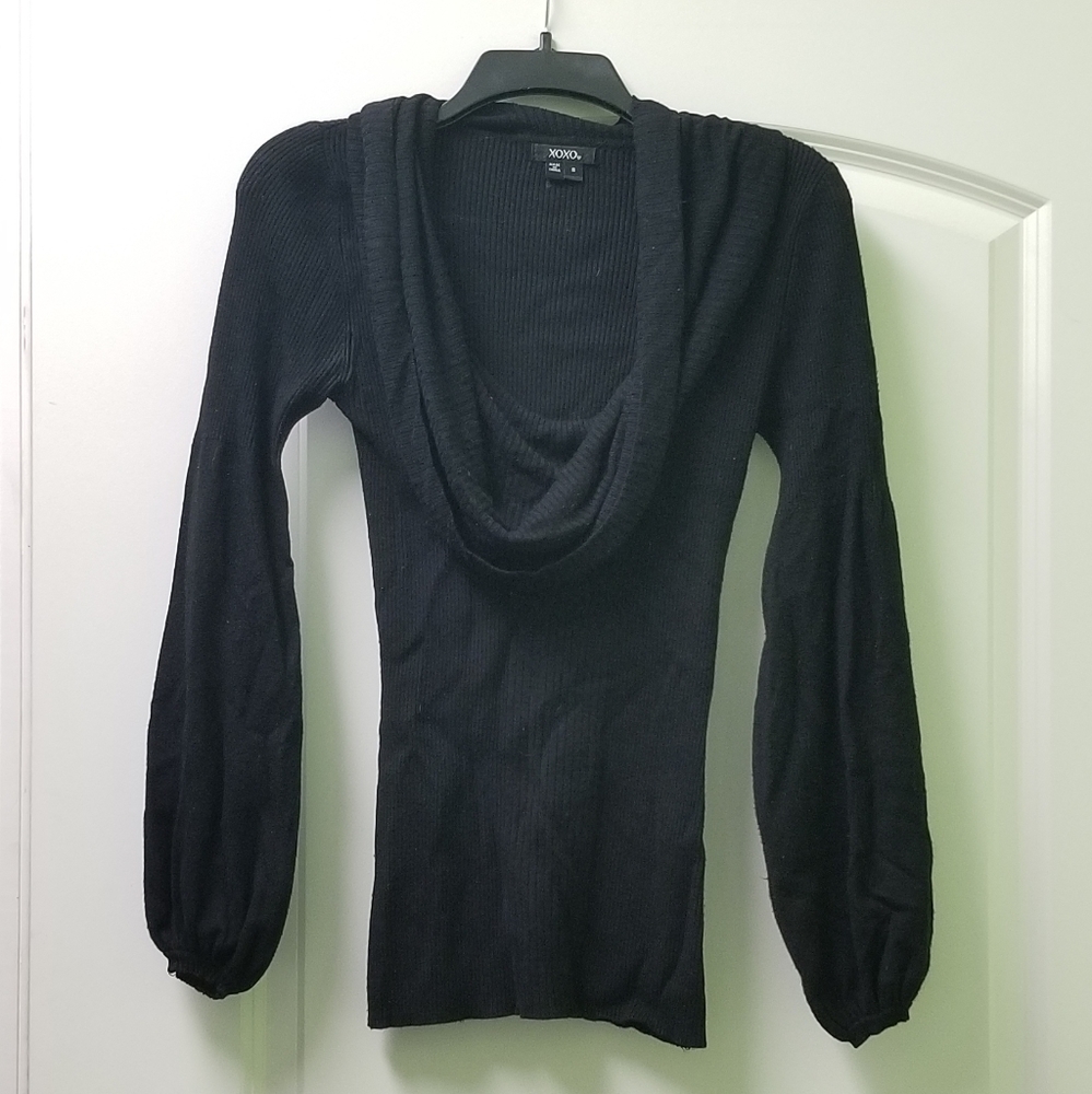 Low Cowl Neck Black Shirt